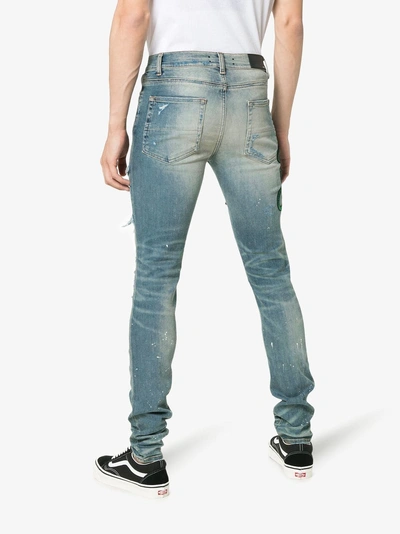 Shop Amiri Snake Patch Embroidered Skinny Jeans In Blue
