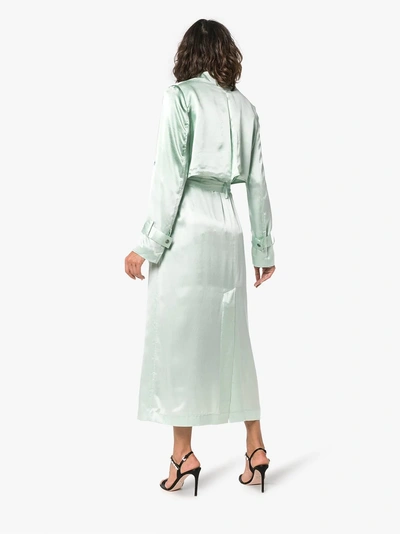 Shop Michael Lo Sordo Belted Silk Trench Coat In Green