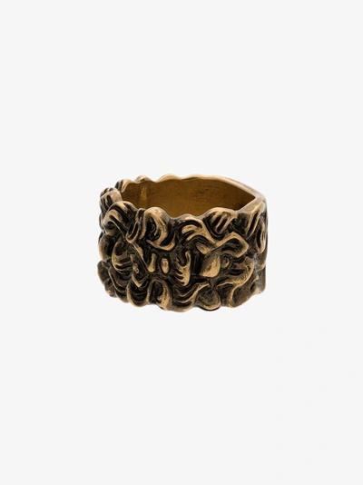 Shop Gucci Lion Head 15mm Ring In Metallic