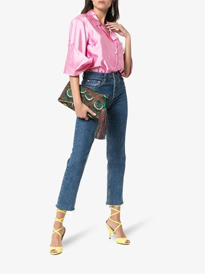 Shop Rosie Assoulin Silk Peekaboo Button Shirt In Pink/purple