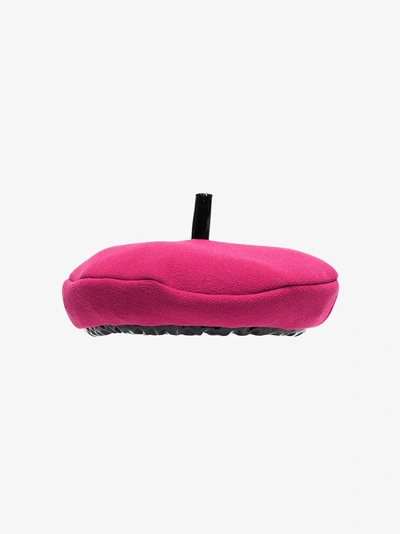 Shop Moschino Pink Wool-blend Beret In Pink/purple