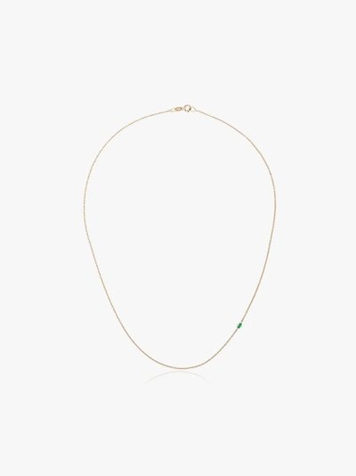 Shop Lizzie Mandler Fine Jewelry 14k Yellow Gold Floating Emerald Necklace In Green