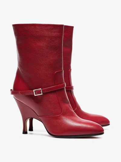 Shop Alchimia Di Ballin Red Cuba 95 Leather Ankle Boots