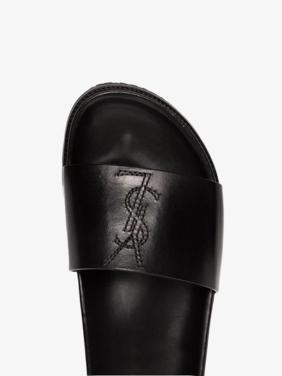 Shop Saint Laurent Jimmy Logo Slides In Black