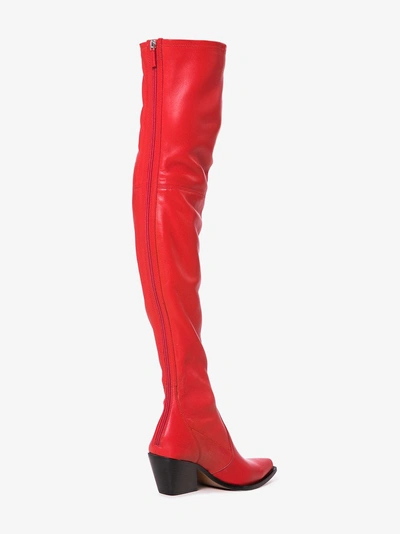 Shop Givenchy Red 60 Over-the Knee Leather Cowboy Boots