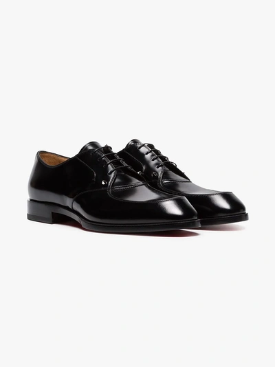 Shop Christian Louboutin Thomas Flat Lace-up Leather Shoes In Black