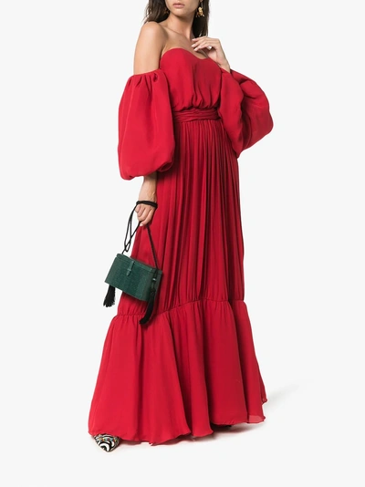 Shop Johanna Ortiz Señora Maria Rosa Red Silk-blend Dress