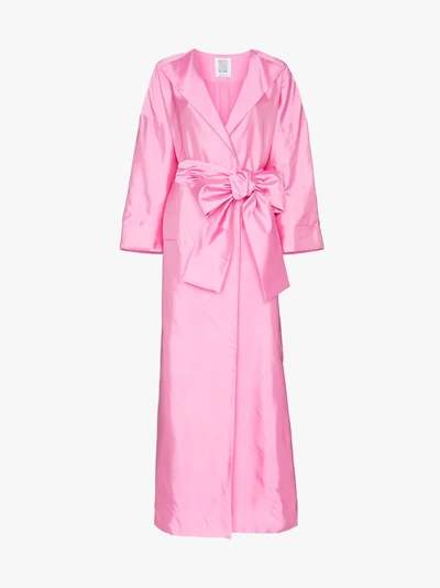 Shop Rosie Assoulin Oversized Sash Silk Coat In Pink/purple