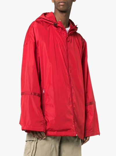 Shop Off-white Logo Print Wind Breaker Jacket In Red