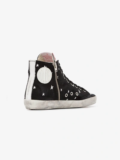 Shop Golden Goose Deluxe Brand Black Francy Star Print Leather High-top Sneakers