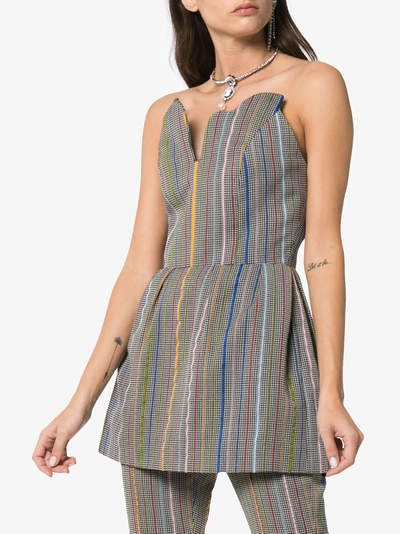 Shop Rosie Assoulin Silk Scalloped Rainbow Top In Multicolour