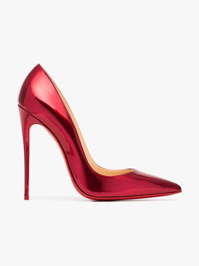Shop Christian Louboutin Metallic Red So Kate 120 Patent Leather Pumps