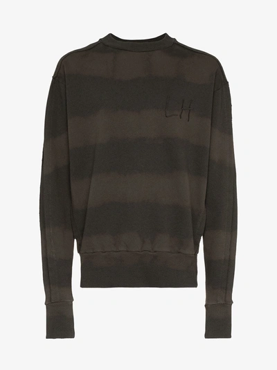 Shop Liam Hodges Bleached Stripe Logo Embroidered Cotton Sweatshirt In Black