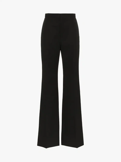 Shop Givenchy High Waisted Wide Leg Wool Trousers In Black