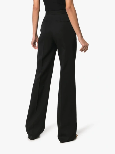Shop Givenchy High Waisted Wide Leg Wool Trousers In Black