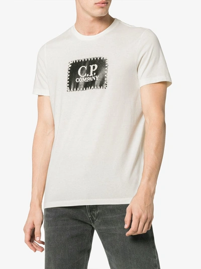 Shop C.p. Company Cp Company Stitch Logo Print Cotton T Shirt In White