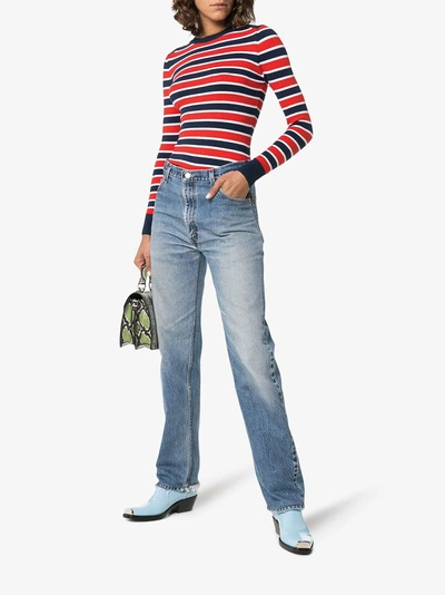 Shop Joostricot Striped Knitted Top In Blue