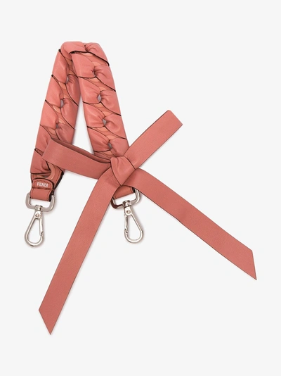 Shop Fendi Pink Braided Leather Bag Strap In Pink/purple