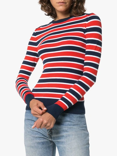 Shop Joostricot Striped Knitted Top In Blue