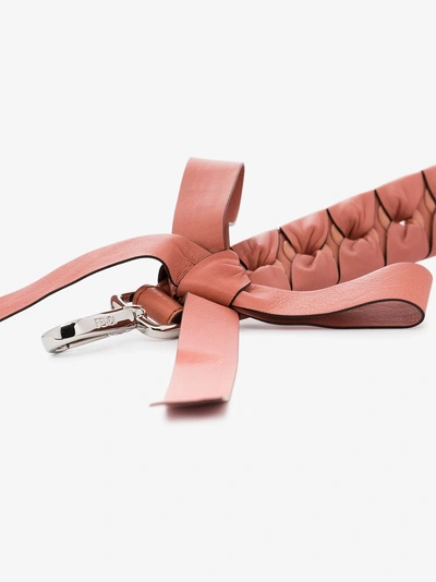Shop Fendi Pink Braided Leather Bag Strap In Pink/purple