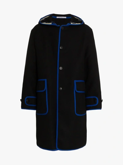 Shop Givenchy Contrast Trim Parka Coat In Black