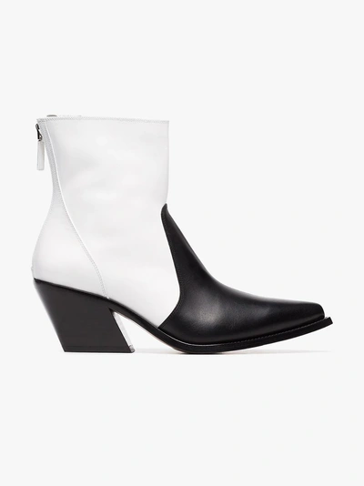 Shop Givenchy Black And White Zip Fastening 60 Leather Cowboy Boots