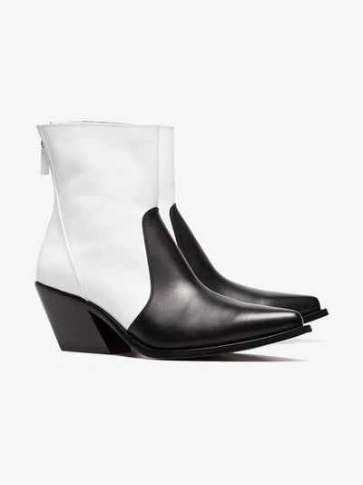 Shop Givenchy Black And White Zip Fastening 60 Leather Cowboy Boots