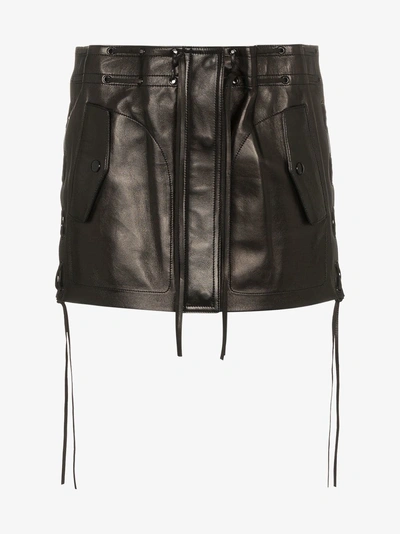 Shop Saint Laurent Fringe Detail Skirt In Black