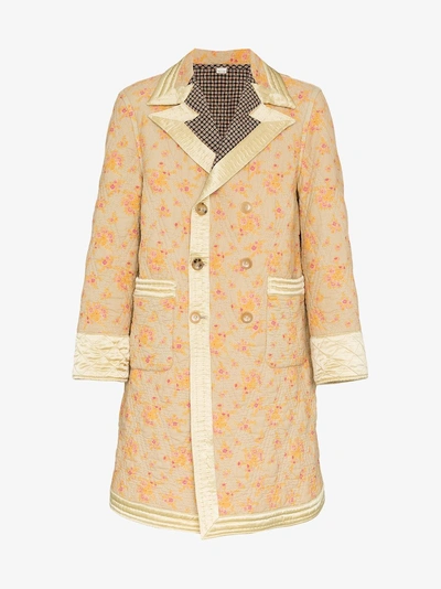 Shop Gucci Floral Print Quilted Coat In Multicolour