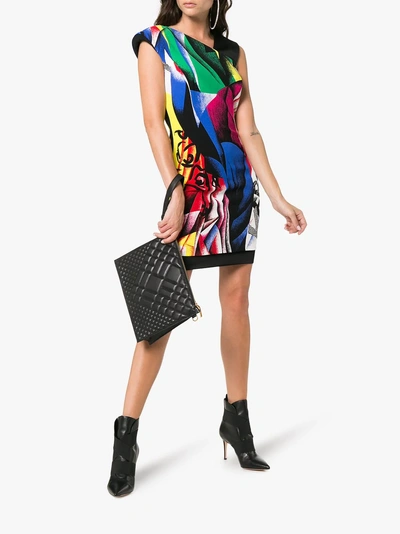 Shop Versace Short Printed Dress In Red