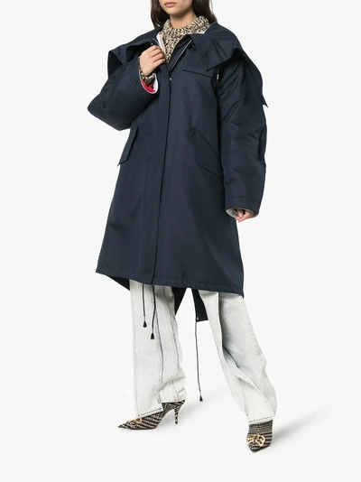 Shop Calvin Klein 205w39nyc Over Sized Parka Coat In Blue