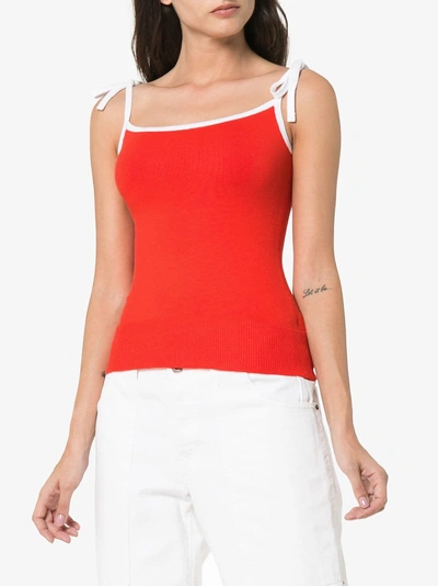 Shop Joostricot Strappy Silk Blend Top In Red