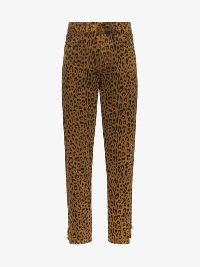 Shop Saint Laurent Leopard-print Jeans In Brown