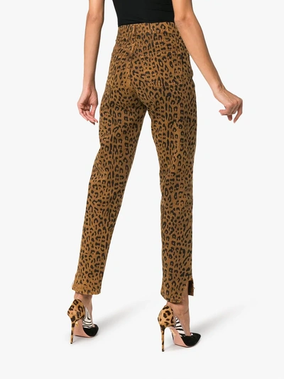 Shop Saint Laurent Leopard-print Jeans In Brown
