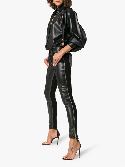 Shop Versace Slim Fit Trousers In Black
