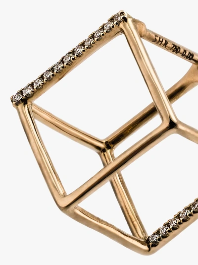 Shop Shihara 18kt Yellow Gold And Diamond Cube Earring In Metallic