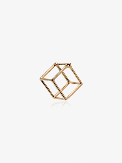 Shop Shihara 18kt Yellow Gold And Diamond Cube Earring In Metallic