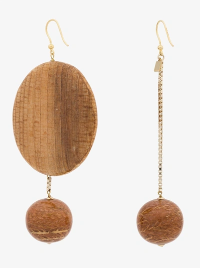 Shop Rosantica Brown Bambu Asymmetric Wood Earrings