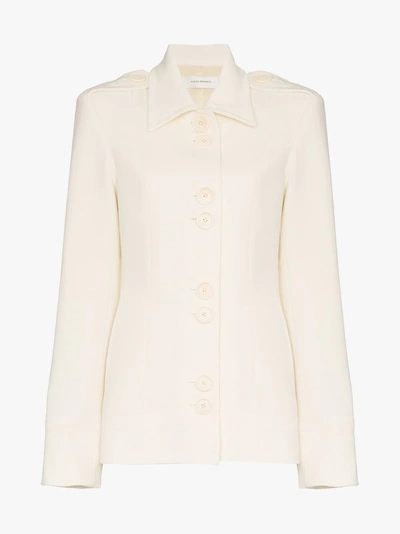Shop Wales Bonner Single-breasted Fitted Jacket In White