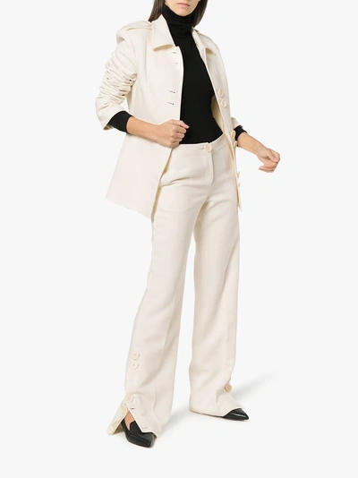 Shop Wales Bonner Single-breasted Fitted Jacket In White