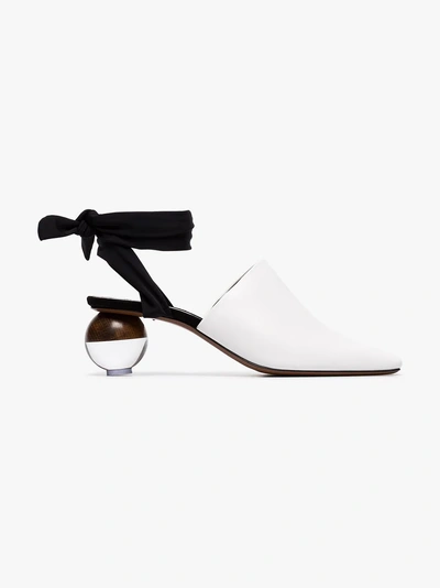 Shop Neous Leather Brough 55 Ball Heel Mules In White