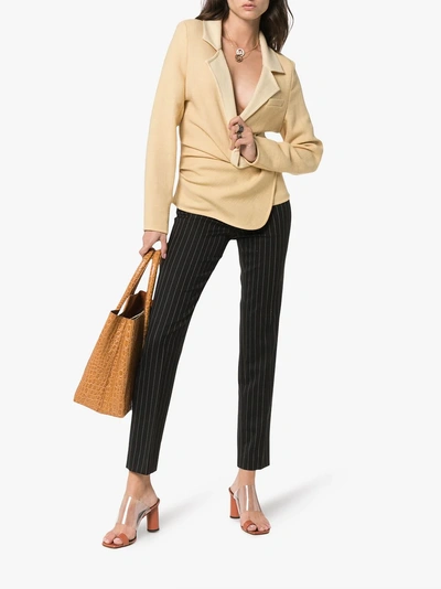 Shop Jacquemus Wrap Blazer Jacket In Yellow/orange