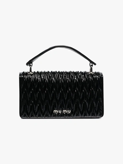 Shop Miu Miu Black Leather Quilted Shoulder Bag