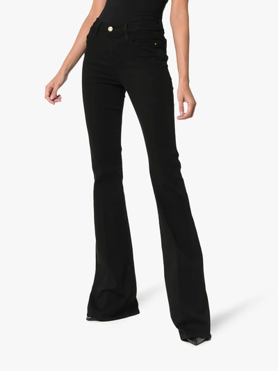 Shop Frame Le High Flared Jeans - Women's - Cotton/polyester/spandex/elastane In Black