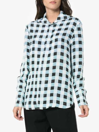 Shop Wales Bonner Checked Shirt In Blue