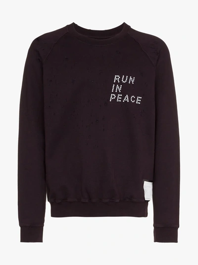 Shop Satisfy Run In Peace Sweatshirt In Pink/purple
