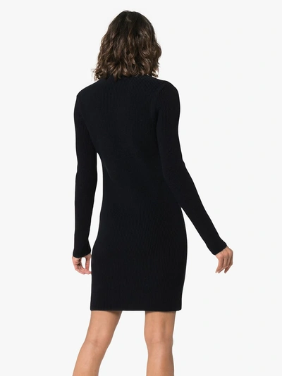 Shop A_plan_application Turtle Neck Ribbed Wool Jumper Dress In Blue