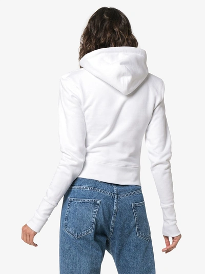 Shop A_plan_application White Cropped Fitted Cotton Hoodie