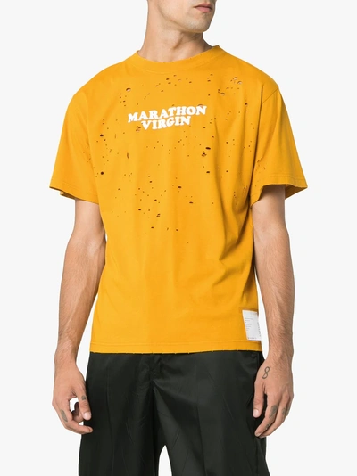 Shop Satisfy Marathon Virgin Cotton T-shirt In Yellow/orange