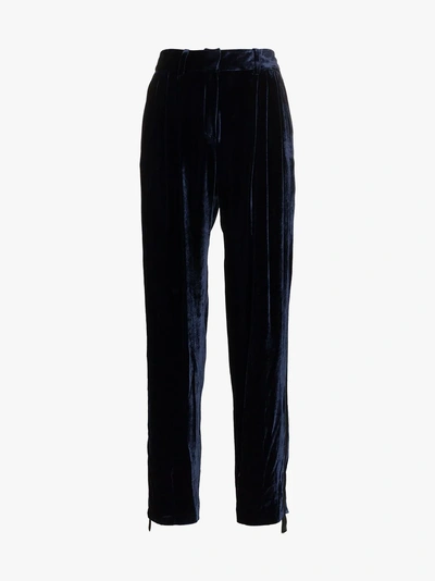 Shop Magda Butrym Velvet Jena Trousers In Blue